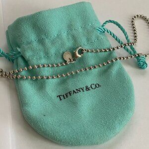 20" Tiffany and Co Dog Chain Bead Mens Unisex Necklace in Silver 2.5mm Beads 925